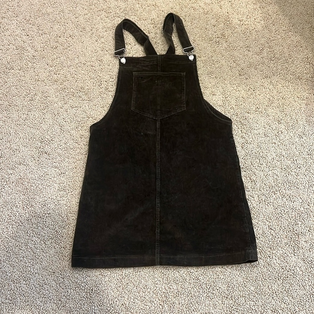 Dark Brown women’s medium corduroy Alger’s State dress overall